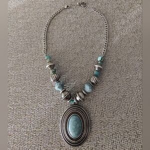 Erica Lyons Silver and Blue Beaded Necklace